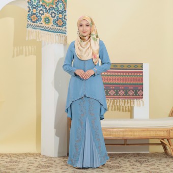 Embun Sulam Kurung Sky Blue