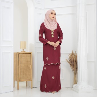 Songket Sulam Sareema Maroon