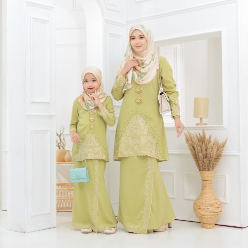 Kalthum Sulam Kurung Green Wasabi Kids