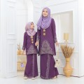 Kalthum Sulam Kurung Dark Purple Kids