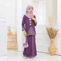 Kalthum Sulam Kurung Dark Purple Kids