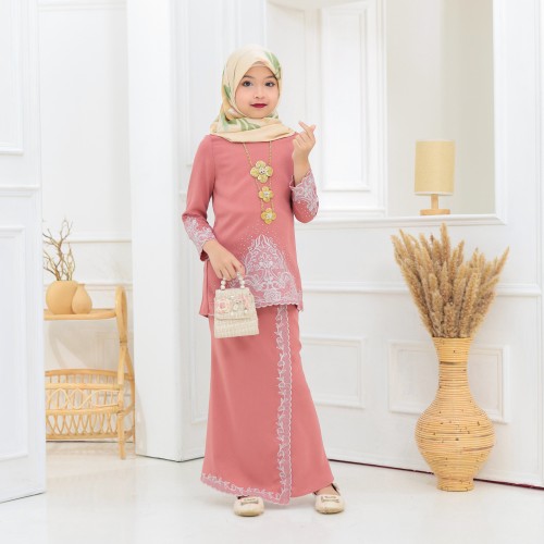 Kalthum Sulam Kurung Dusty Rose Kids