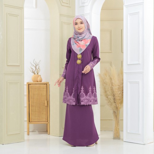 Puspa Sulam Kebaya Dark Purple