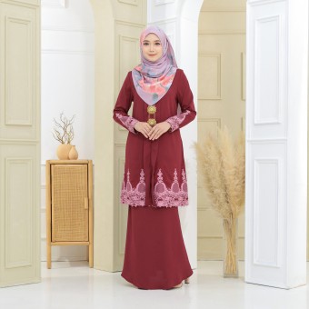 Puspa Sulam Kebaya Maroon