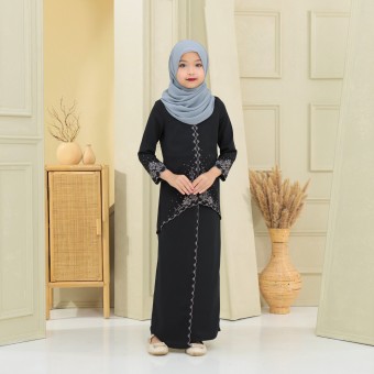 Anum Sulam Kurung Black Kids