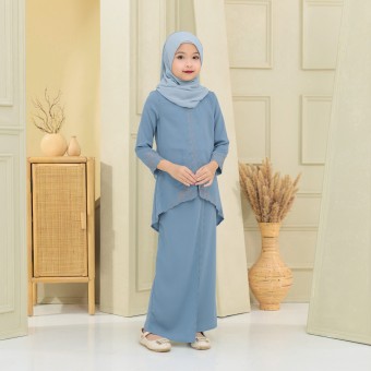 Anum Sulam Kurung Sky Blue Kids