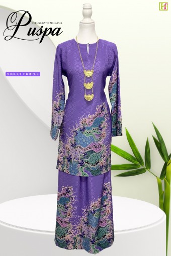 Puspa Kurung Batik Malaysia Violet Purple
