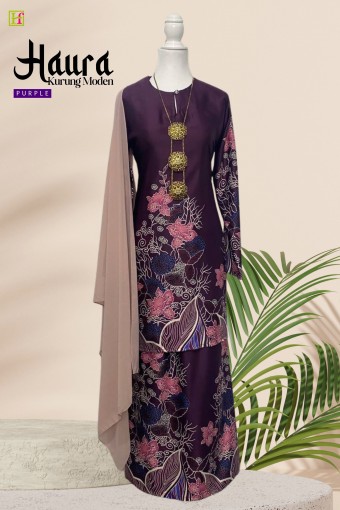 Haura Kurung Moden Batik Malaysia Purple