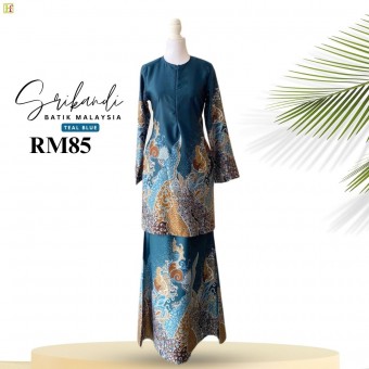 Srikandi Kurung Batik Malaysia Teal Blue