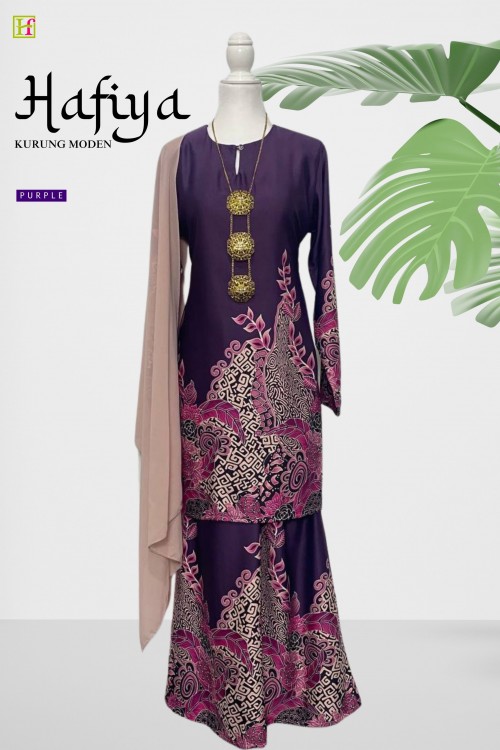 Hafiya Kurung Moden Batik Malaysia Purple