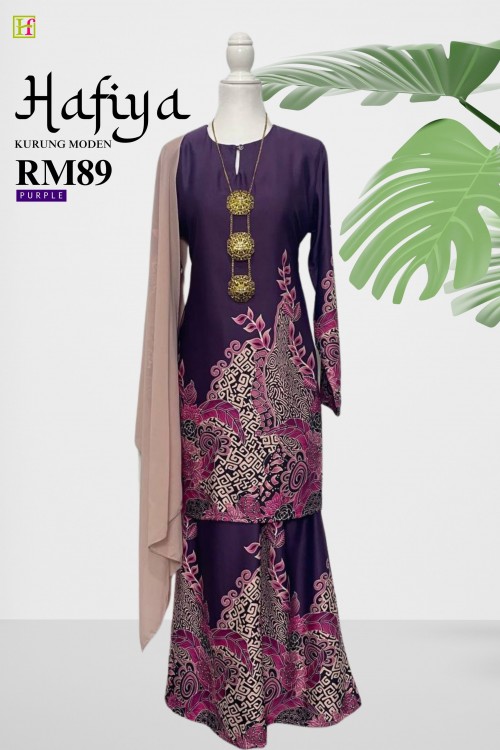 Hafiya Kurung Moden Batik Malaysia Purple