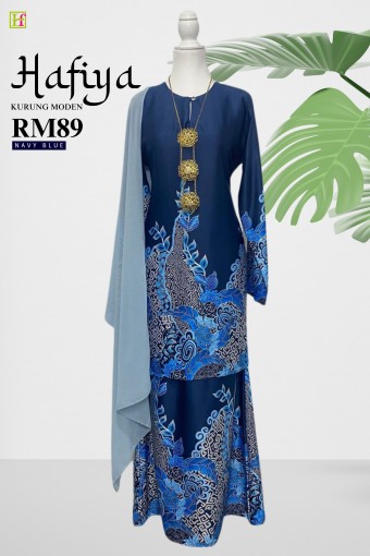 Hafiya Kurung Moden Batik Malaysia Navy Blue