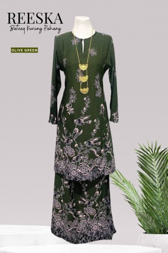 Reeska Batik Kurung Pahang Olive Green