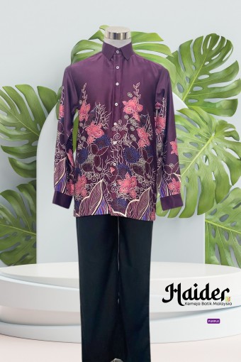 Haider Kemeja Batik Malaysia Purple