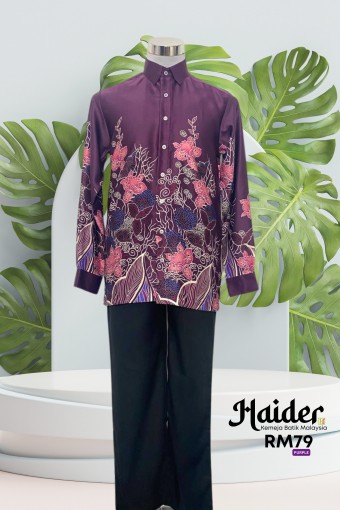 Haider Kemeja Batik Malaysia Purple