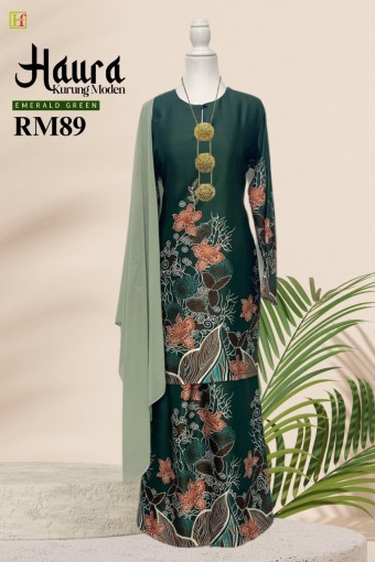 Haura Kurung Moden Batik Malaysia Emerald Green