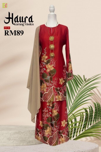 Haura Kurung Moden Batik Malaysia Red