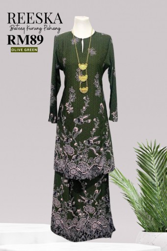 Reeska Batik Kurung Pahang Olive Green